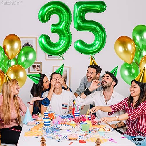 Катчон, Тъмно-Зелен 35 балони с номера - от 40 Инча | Зелен балон с номер 35 за украса на 35-ия рожден ден за