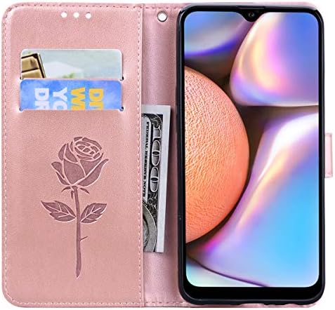 SZYZ Samsung Galaxy A12 5G Чанта-портфейл за телефон, Класически калъф с цветя, Рози, устойчив на удари Калъф