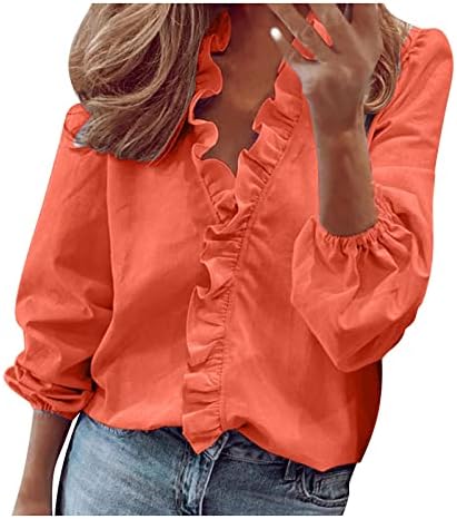 Сладки Ризи за Жени, Модни Темпераментен Блуза с V-образно деколте и ръкав-Фенерче Копчета, Ежедневни Риза,