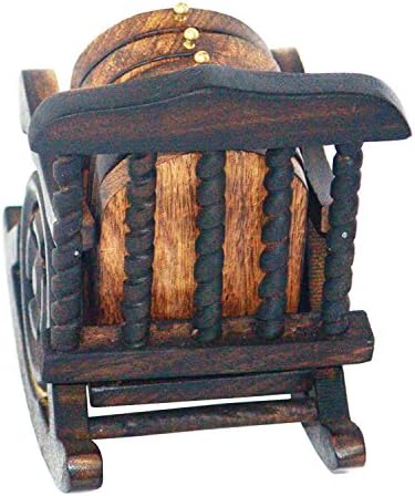 Супер Индийски Старинни Дървени влакчета ръчна изработка, украсени със стойка за люлеещи се столове, Комплект