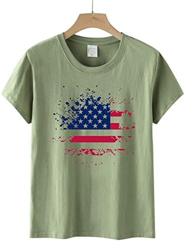 Патриотични Ризи за Жени, Тениска с Американския Флаг, Ежедневни Летни Потници, Тениски с Къс Ръкав, Райе тай-Дай,