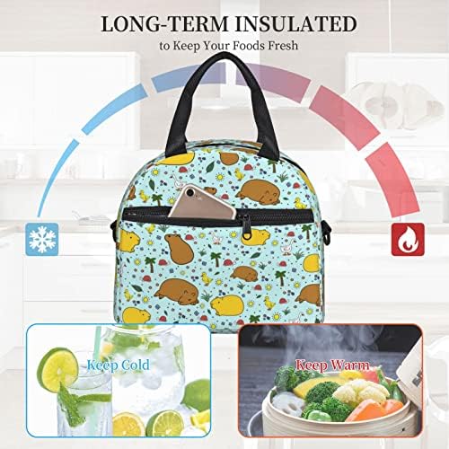 Случайна чанта за обяд с животни-Капибарами, Водоустойчив Термална Чанта за хранене, Регулируема Презрамка и