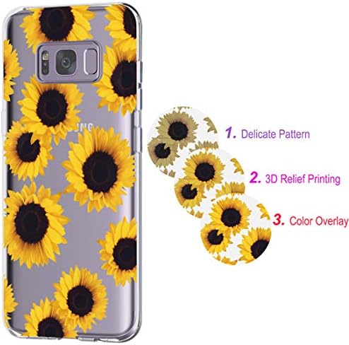 Калъф Galaxy S8 Plus, Калъф Galaxy S8 + Plus с цветя, Sidande устойчив на удари Прозрачен Цветен Мек Гъвкав