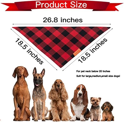 Кърпи за Кучета в клетката Buffalo, 1 опаковка, Червени Фланелен Bandanas, Шалове, Триъгълни Престилки за Кучета