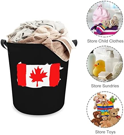 Кошница за дрехи с флага на Канада Сгъваема Кошница за дрехи, Чанта За Съхранение Кошница за дрехи с Дръжки