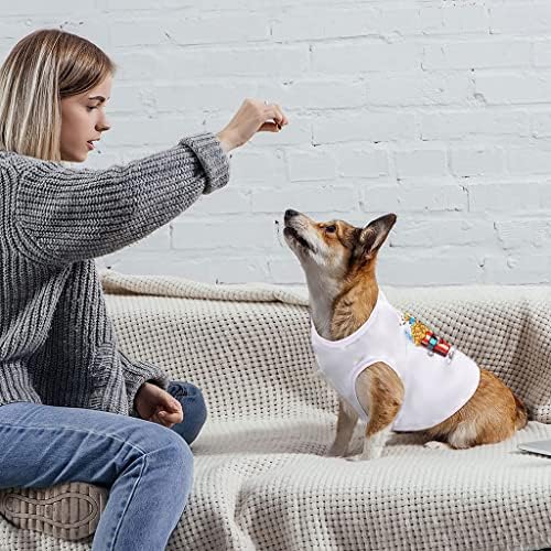 Майк за Забавна Карикатура кучета - Тениска С изображение на Куче - красивите дрехи За кучета - Бял, M