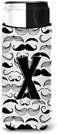 Carolin's Treasures CJ2009-XMUK Letter X Moustache Initial Ultra Шушу за тънки кутии, Калъф за охлаждане на
