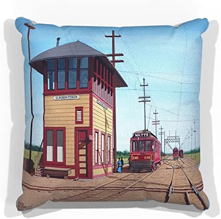 Възглавници за дивана Pacific Electric Railway Trolley (Червен вагон) от изкуствен велур с рисунки на художника