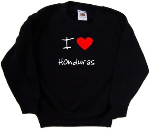 Черна детска Hoody I Love Heart Хондурас