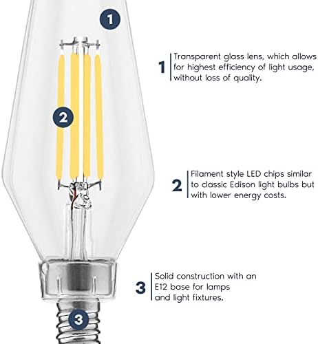 Led лампи LUXRITE E12 Candelabra мощност 60 W, студен бял цвят 4000 До Встъпване в затворен лампа, Лампа за
