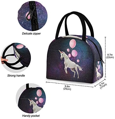 Случайна чанта за обяд Дамски - Unicorn Space Балон, Голяма Запечатани Чанта за Обяд с плечевыми ремъци за работа
