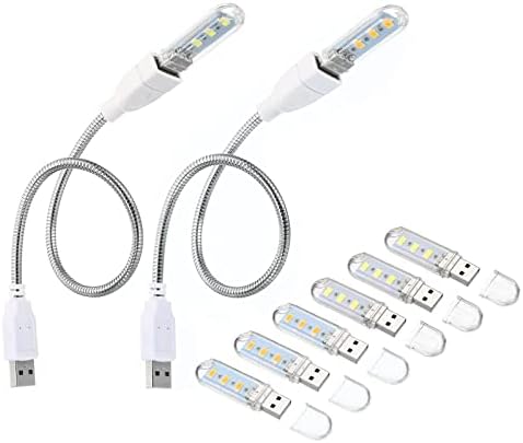 PATIKIL USB Нощни осветителни тела, 6 бр., 1 W, 3 Лампи, Мъниста, Led Пръчка с Гъвкави кабели Гъши врат един мъж към една жена на 35 см за вътрешна и Външна употреба, Бяло и Топло