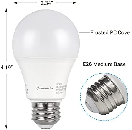 Led лампа DEWENWILS A19 в опаковка от 8 теми, 1500ЛМ, мека Приятна светлина 3000 До Энергосберегающая led крушка