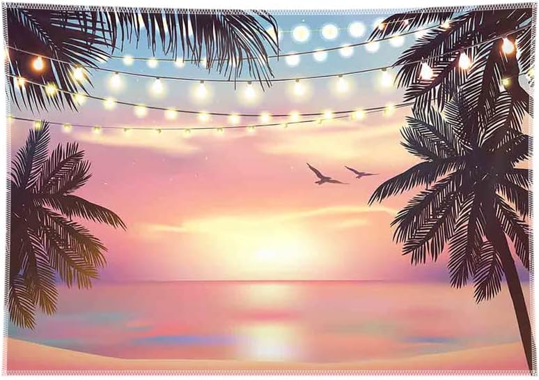 ZTHMOE 8x6ft Плат Годишният Розов Фон За Снимки на Залез на Хаваите Плажен Фон Luau Тропически Алоха Тики Вечерни