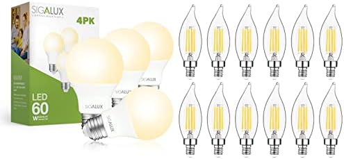 Led лампи Sigalux 60 W Еквивалент на A19 60 W 2700 ДО ND 4 опаковки E12 Led Лампа Канделябр База 60 W 2700 До