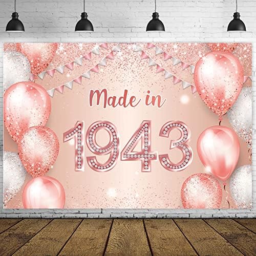 Направено през 1983 Г., Банер от Розово злато с 40-годишнината, Поздрав 40-Годишен Фон, Балон, Конфети, Тематичен