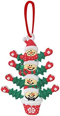 Име в Саксия Коледни САМ Завод Дърво Висулка Семеен Снежен човек Висулка Коледен Тънък Прозрачен Кабел за
