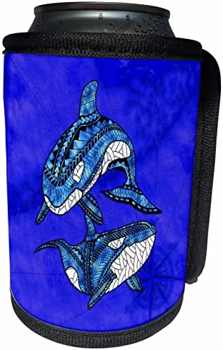 3. Този дизайнерски orca е племенно изкуство снимки кит убиец на син фон. - Опаковки за бутилки-охладители (cc_350620_1)