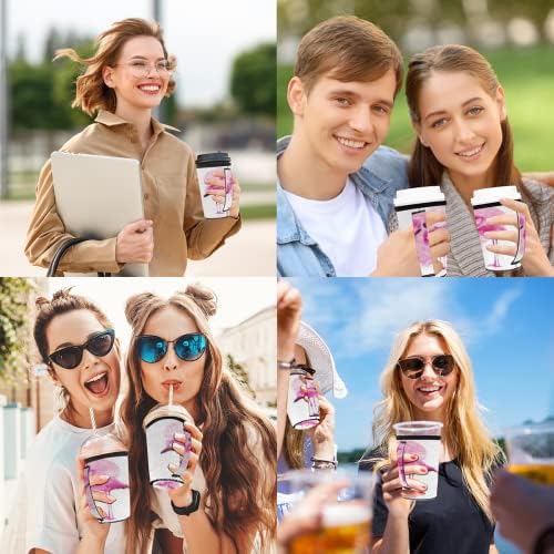 Двойката Многократно чаши за кафе с лед Flamingo с дръжка от неопрен за Напитки, кафе лате, Чай, Напитки, Бира