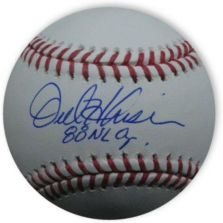 Орел Хершайзер Автографированный MLB Бейзбол 1988 NL CY Фанатици Шампион на MLB - Бейзболни Топки С Автографи
