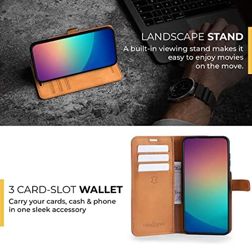 Кожен калъф Snakehive Samsung Galaxy S23 |Чанта-портфейл от естествена кожа за мобилен телефон с държач за карти