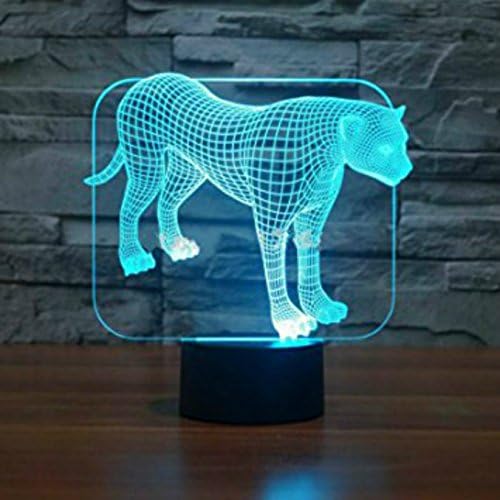 3D Леопардовый лека нощ USB Сензорен Прекъсвач Декоративна Маса, Настолни Лампи За Оптични Илюзии 7 Променящия