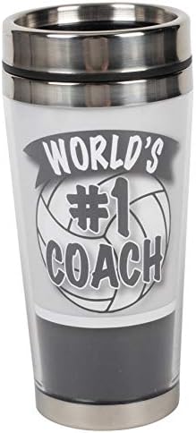 Най-добрият Треньор в света и Бяло Волейбол на 16 унции от Неръждаема Стомана За пътуване с Капак