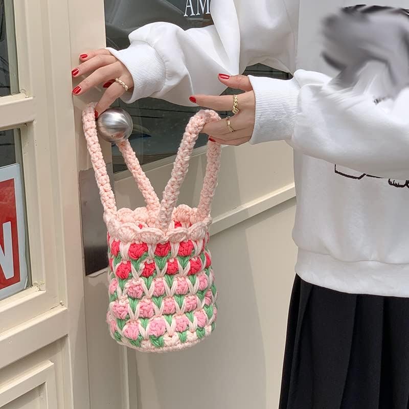 GPPZM Цвете чанта направи си сам ръчно вязаная чанта от вълна, вязаный на една кука подарък (Цвят: A Размер: