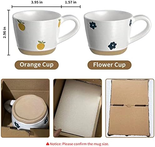 Чаши за кафе POWERWOO, комплект от 2, 12 мл/350 мл, Керамични Чаши за Кафе за подаръци за Годишнината, Дръжки