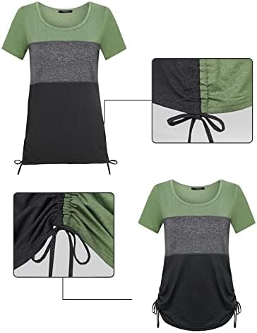 VALOLIA Дамски Тениски С кръгло деколте, Летни Ежедневни Блузи в цвят Блока