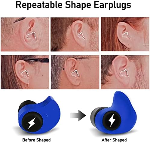 Тапи за уши син цвят, тапи за уши за Многократна употреба и силиконови тапи за уши за намаляване на шума и удобен