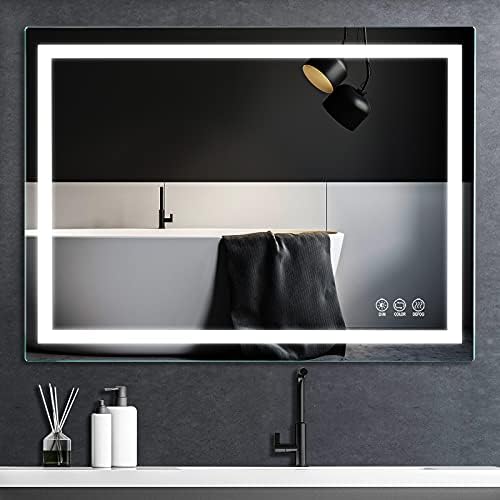 Огледало за баня Butylux 36x28 инча с led подсветка и защита от замъгляване, Монтиране на Тоалетен огледало